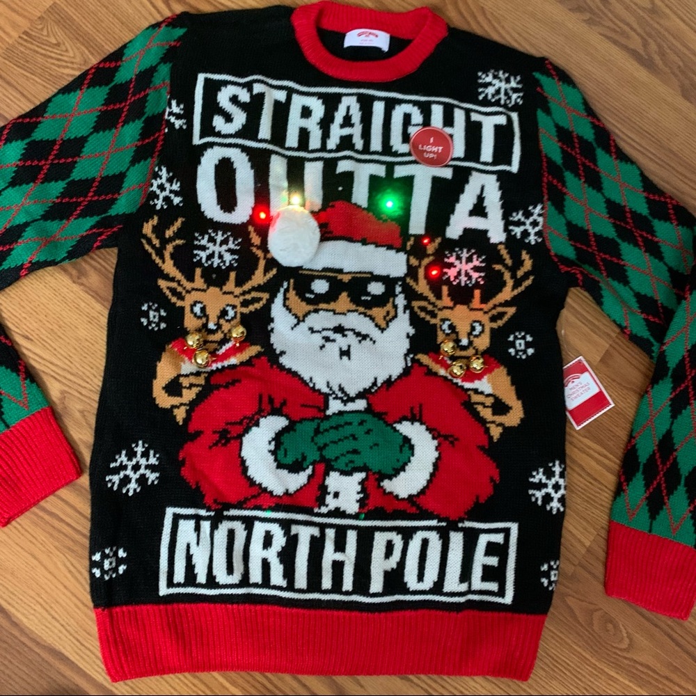 Straight Outta Light-up Ugly Christmas Sweater NWT - Picture 5 of 10